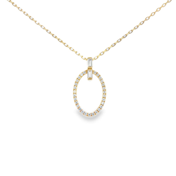 Diamond Baguette and Round 18ct Yellow Gold 0.24ct Pendant