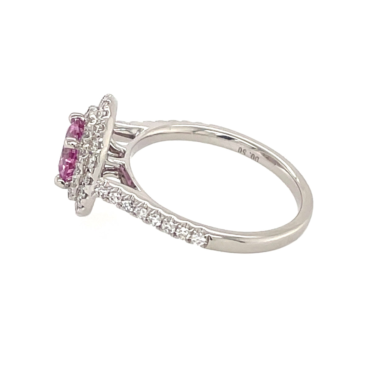 Pink Sapphire & Diamond Halo Cluster Ring