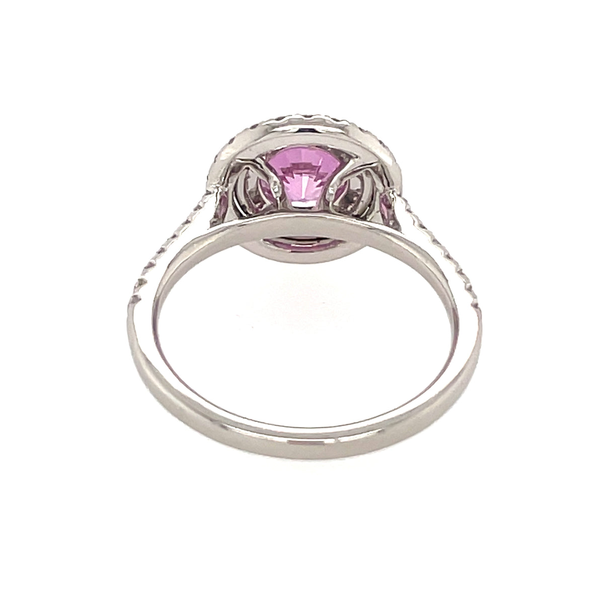 Pink Sapphire & Diamond Halo Cluster Ring