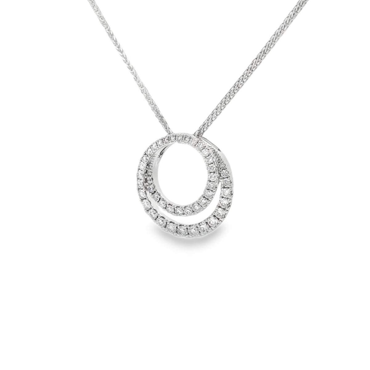 Diamond Double Circle 0.43ct 18ct White Gold Pendant