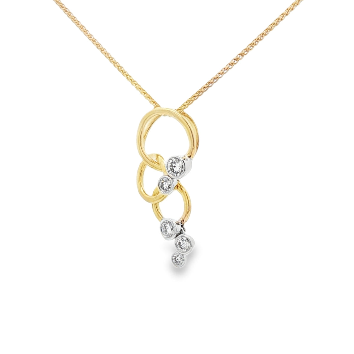 Diamond Five Stone Triple Circle 0.38ct 18ct Yellow Gold Pendant