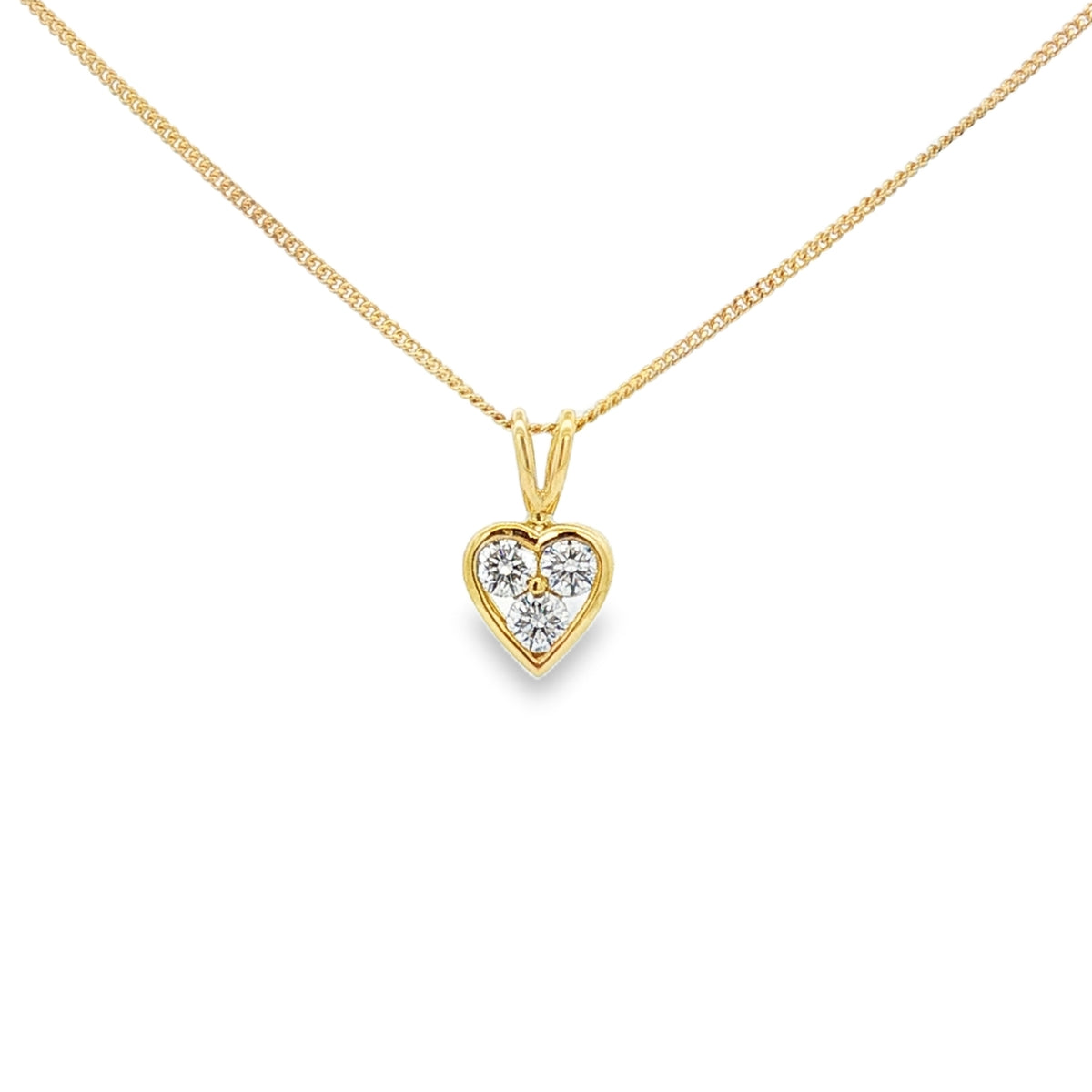 Diamond Heart Shape 0.32ct 18ct Yellow Gold Pendant