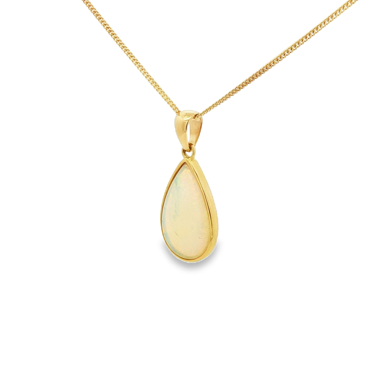 Opal Solid Drop 9ct Yellow Gold Pendant