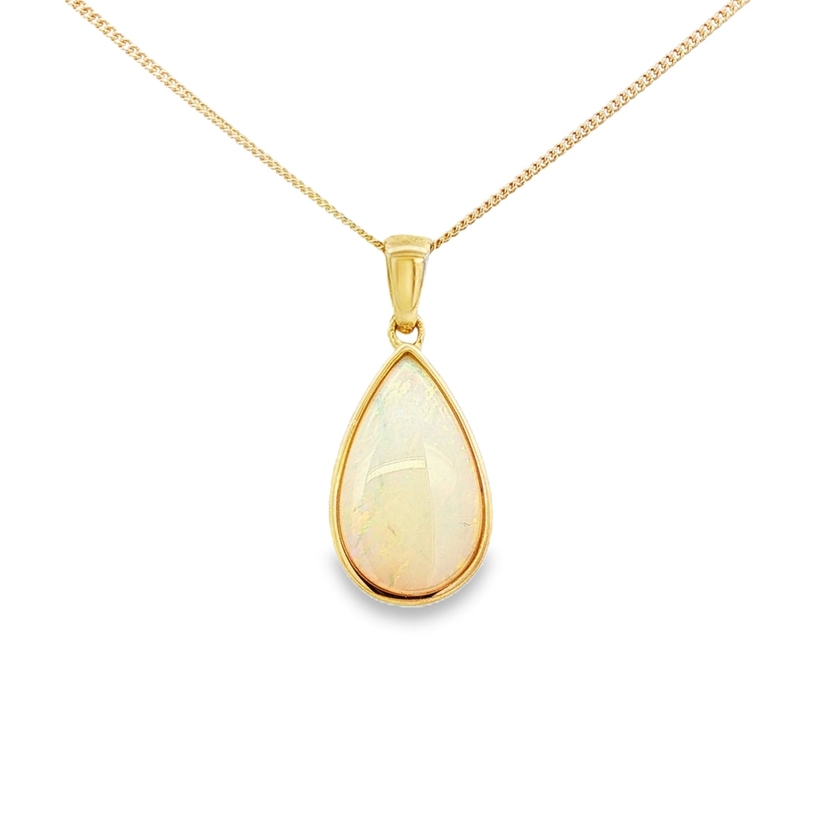 Opal Solid Drop 9ct Yellow Gold Pendant
