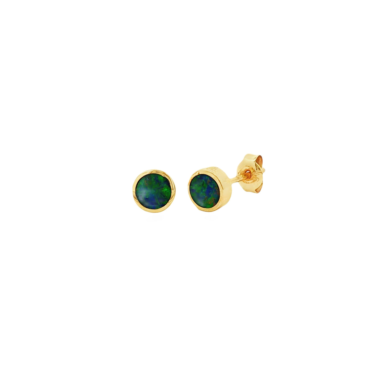 Opal Solid Round 3mm 9ct Yellow Gold Stud Earrings