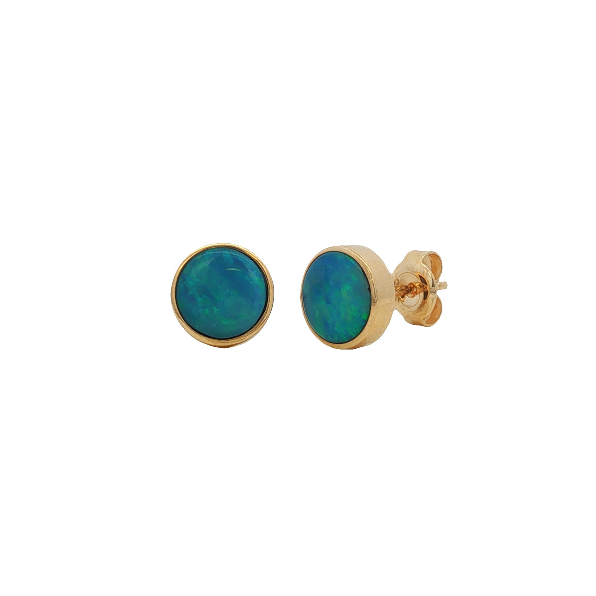 Opal Doublet Round 7mm 9ct Yellow Gold Stud Earrings