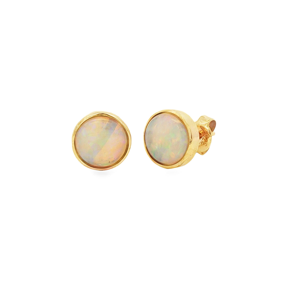 Opal Solid Round 8mm 9ct Yellow Gold Stud Earrings