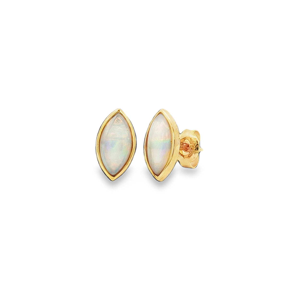 Opal Solid Marquise 9ct Yellow Gold Stud Earrings
