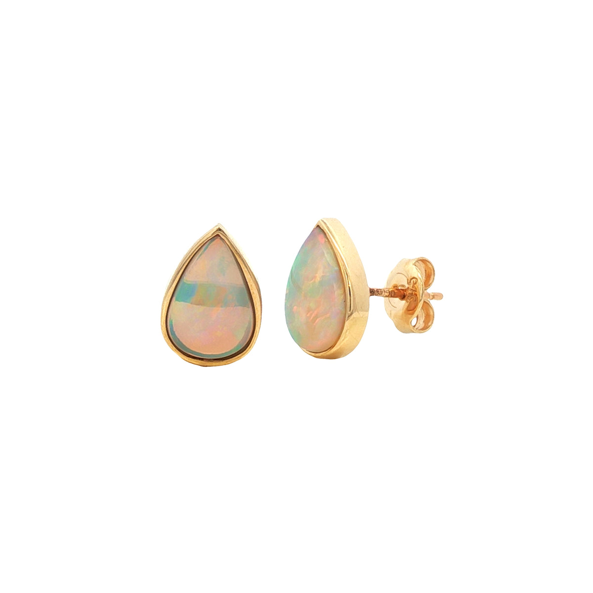 Opal Solid Pear Drop 9ct Yellow Gold Earrings
