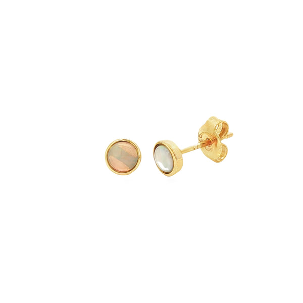 Opal Solid Round 4mm 9ct Yellow Gold Stud Earrings