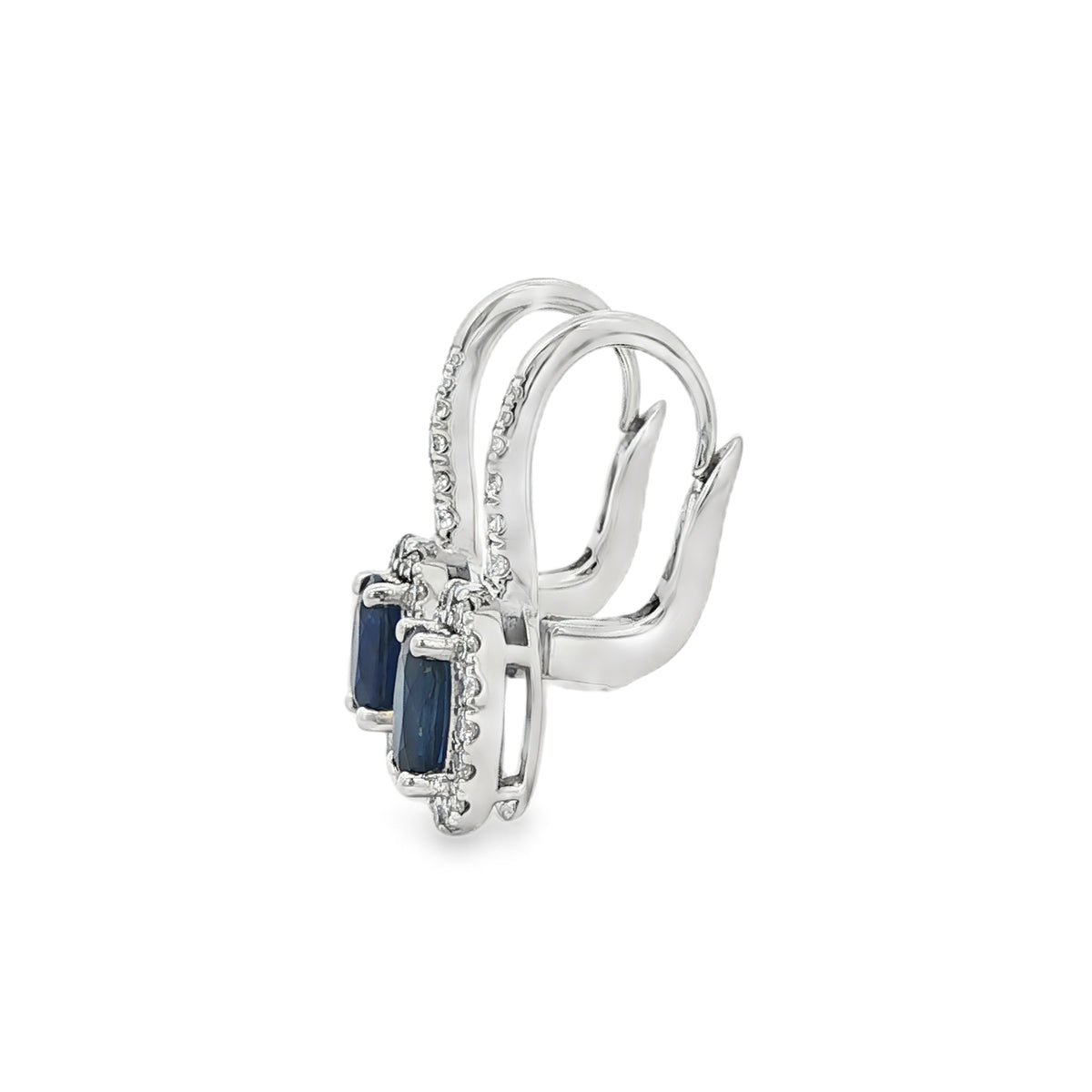 Sapphire & Diamond Oval Platinum Drop Earrings