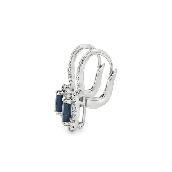Sapphire & Diamond Oval Platinum Drop Earrings
