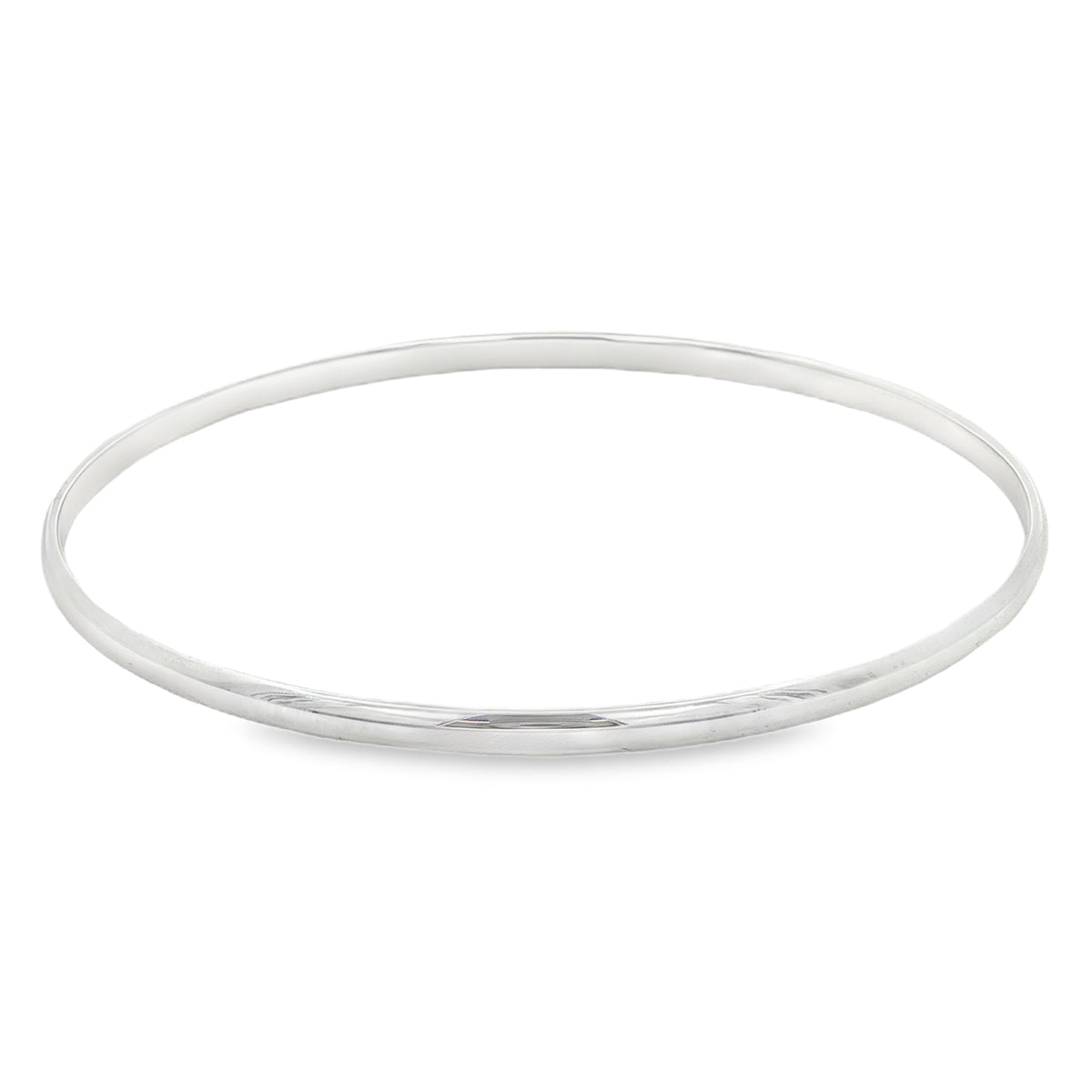 Silver Solid D-Shape 3mm Bangle