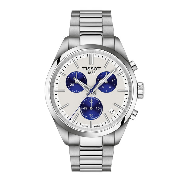 Tissot PR 100 Silver & Blue Chronograph 40mm Watch T150.417.11.011.00
