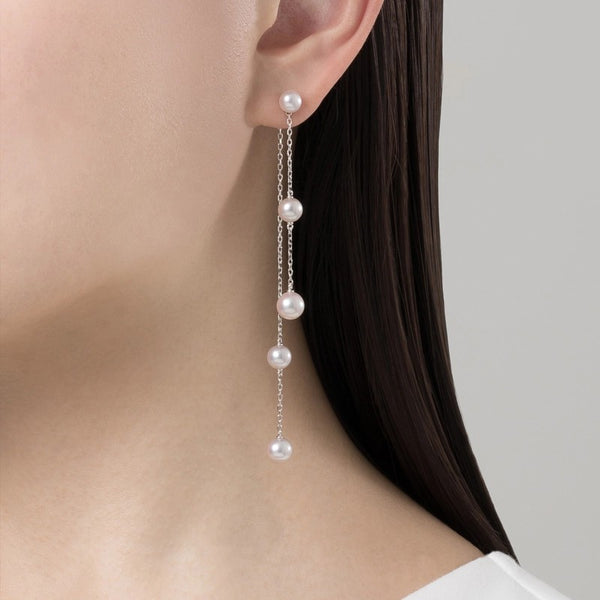 Mikimoto Covertible Akoya Cultured Pearl Drop Earrings in 18ct White Gold