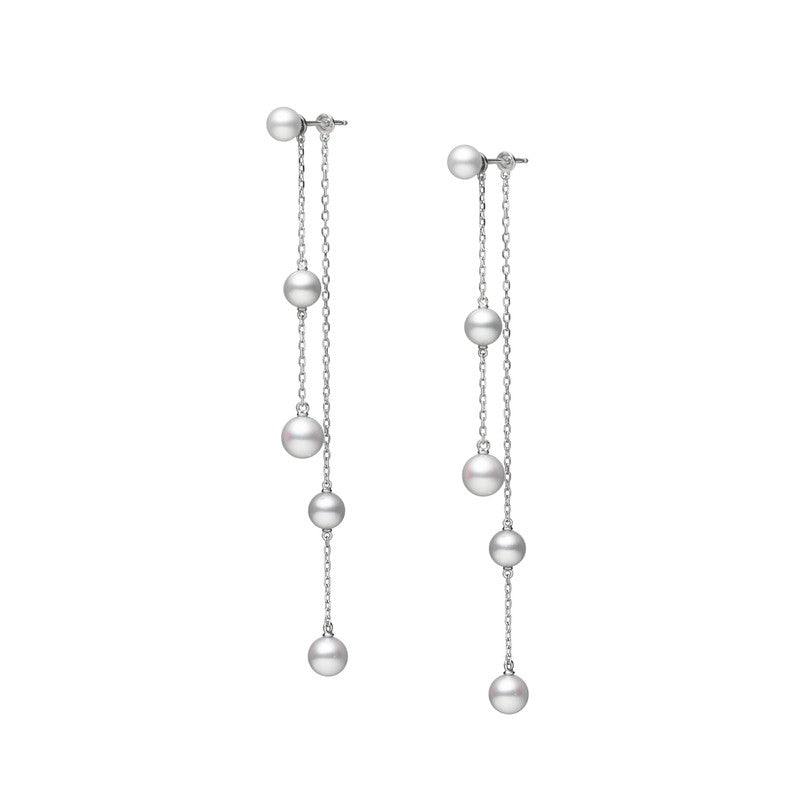 Mikimoto Covertible Akoya Cultured Pearl Drop Earrings in 18ct White Gold