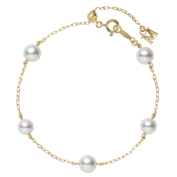 Mikimoto Akoya Cultured Pearl Chain Bracelet in 18ct Yellow Gold