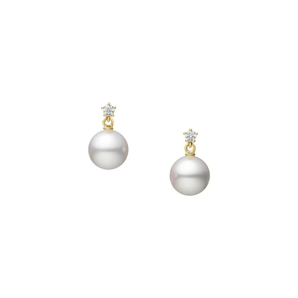 Mikimoto Akoya Cultured 7.25mm 18ct Yellow Gold Drop Earrings