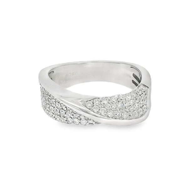 White Gold & Diamond Cross Over 18ct Ring