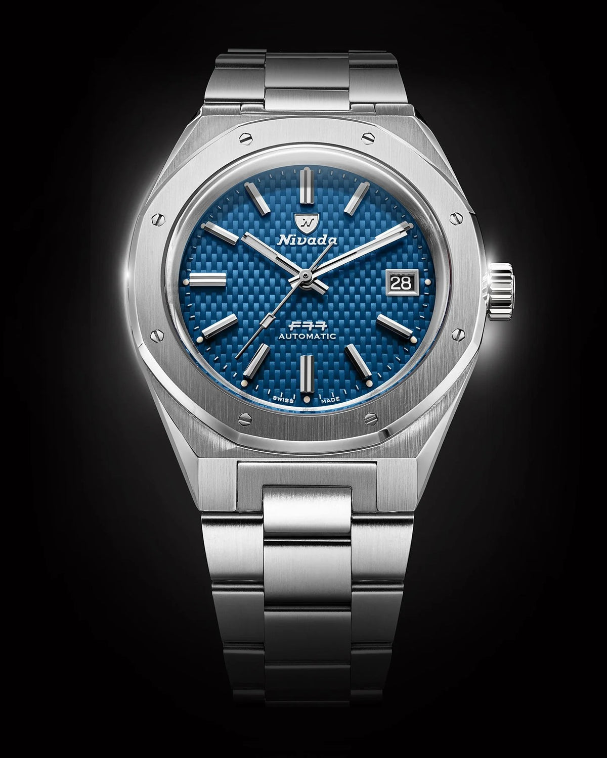 Nivada Grenchen F77 Blue Date 41mm Watch 69041A77B