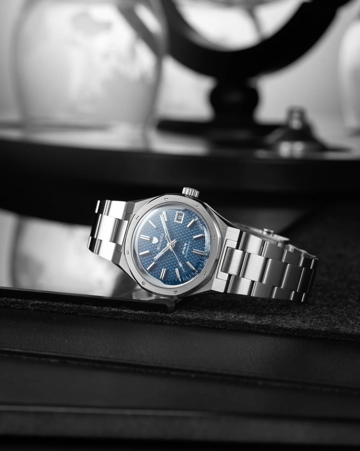 Nivada Grenchen F77 Blue Date 41mm Watch 69041A77B