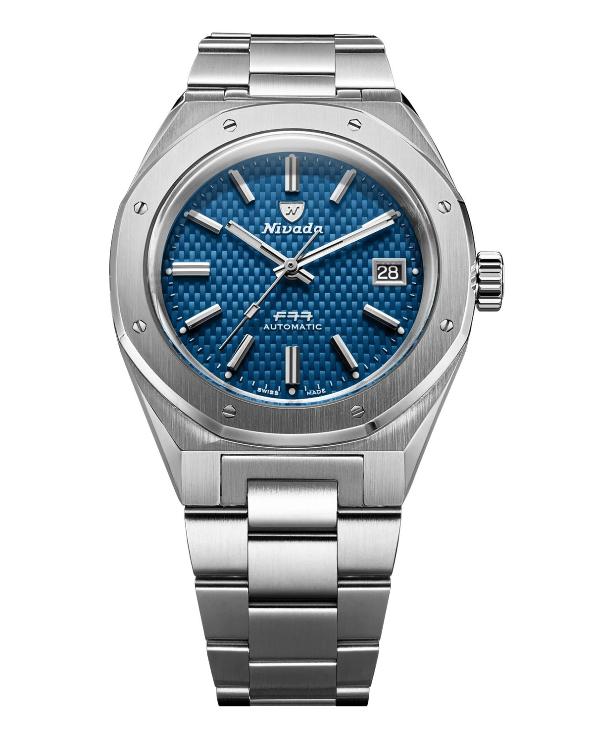 Nivada Grenchen F77 Blue Date 41mm Watch 69041A77B
