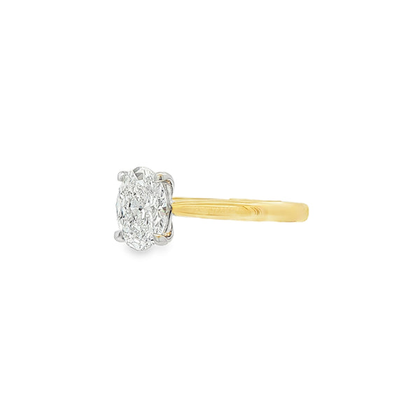 Oval Cut 1.06ct Lab Grown Diamond 18ct Yellow Gold & Platinum Ring