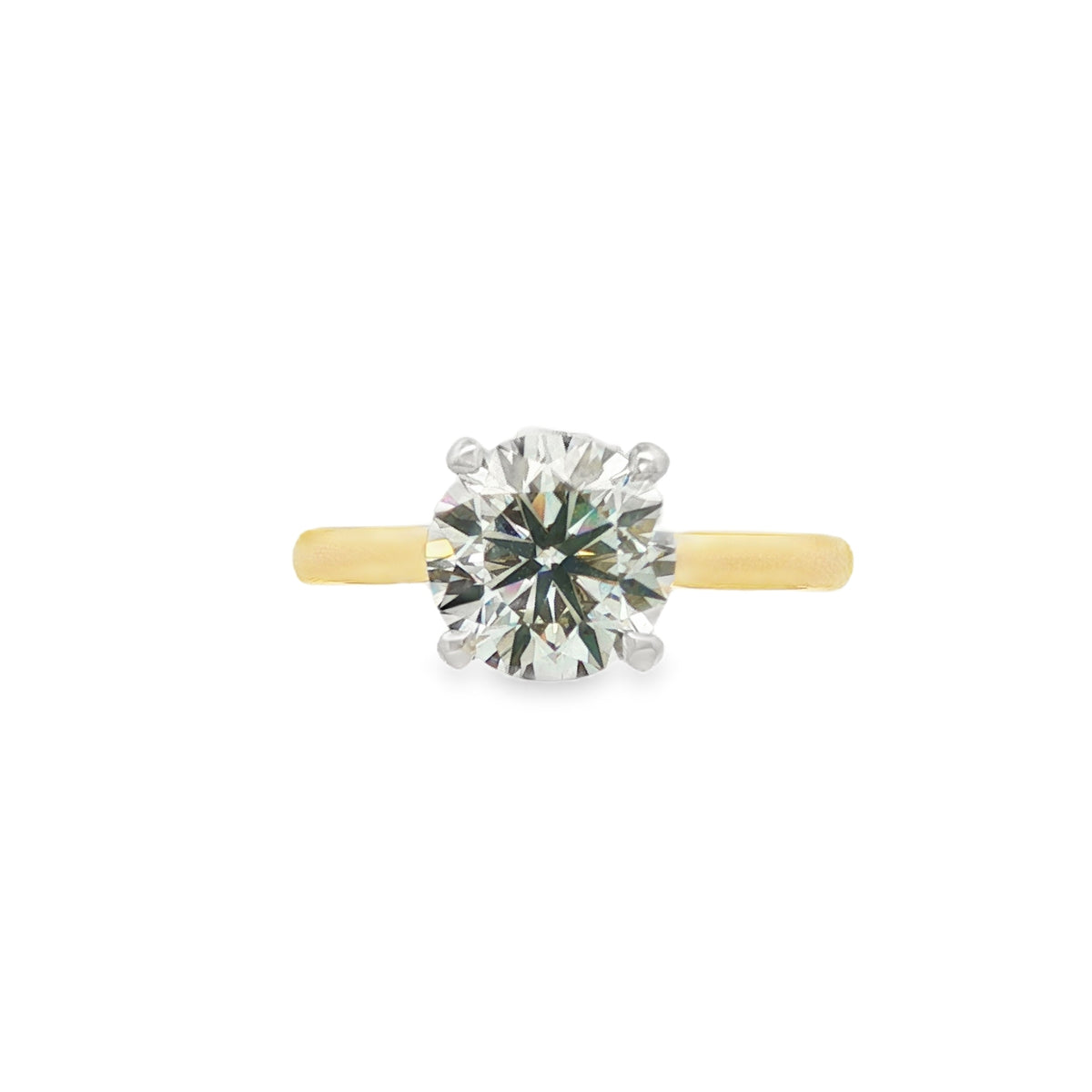 Round Brilliant 2.00ct Lab Grown Diamond 18ct Yellow Gold & Platinum Ring