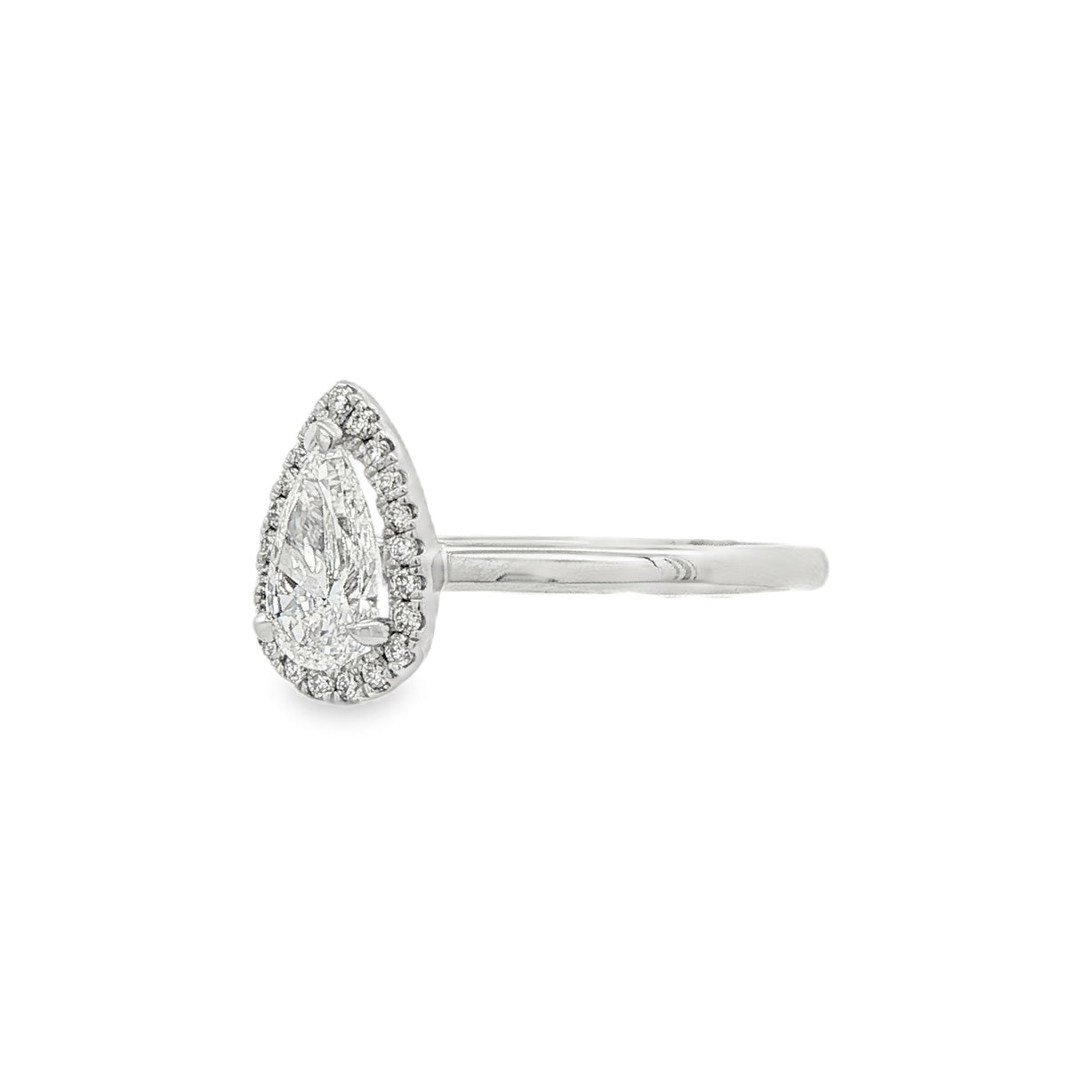 Platinum Pear Cut 0.70ct Diamond Halo Ring