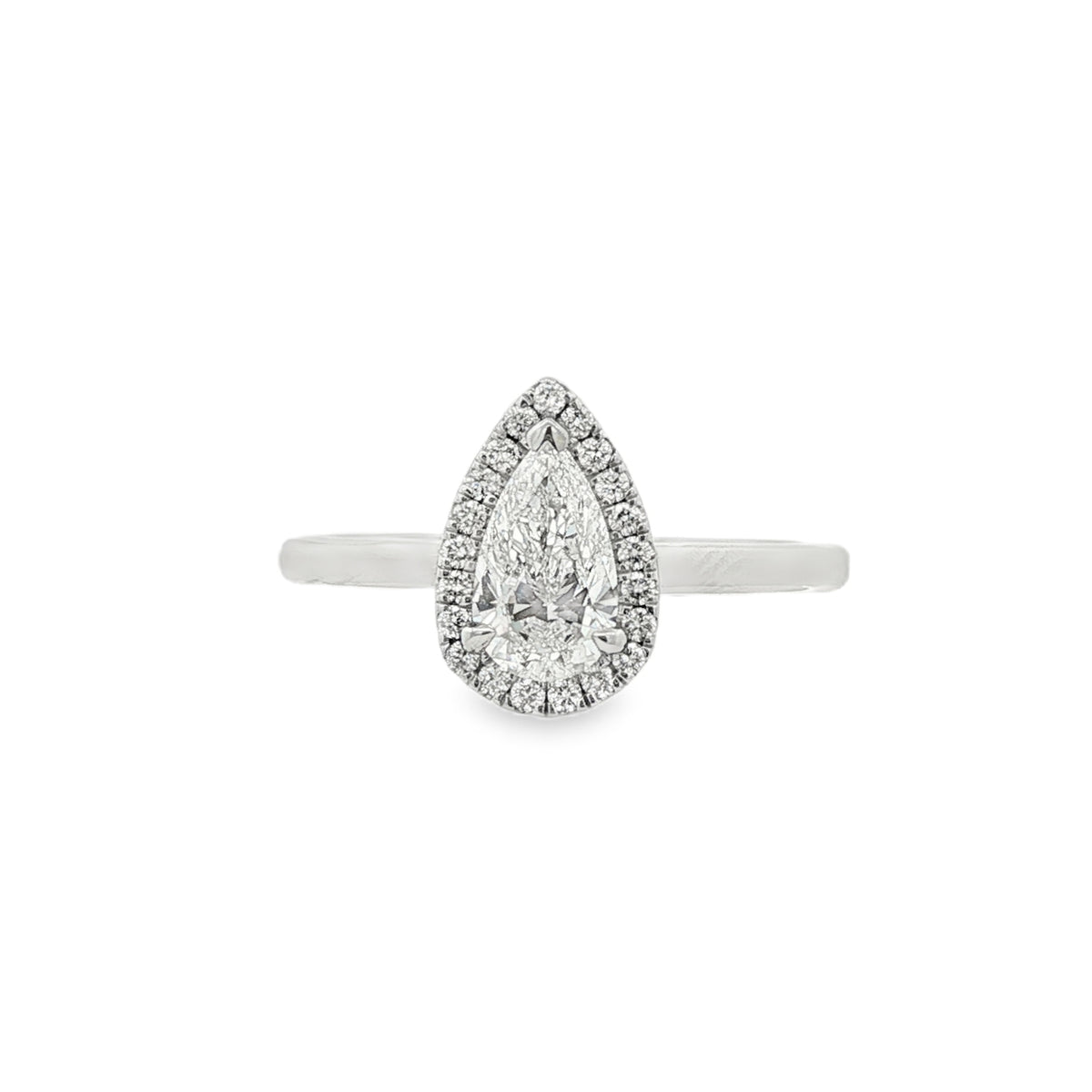 Platinum Pear Cut 0.70ct Diamond Halo Ring