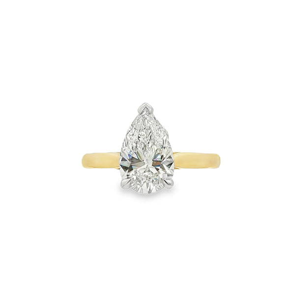 Pear Cut 2.18ct Lab Grown Diamond 18ct Yellow Gold & Platinum Ring