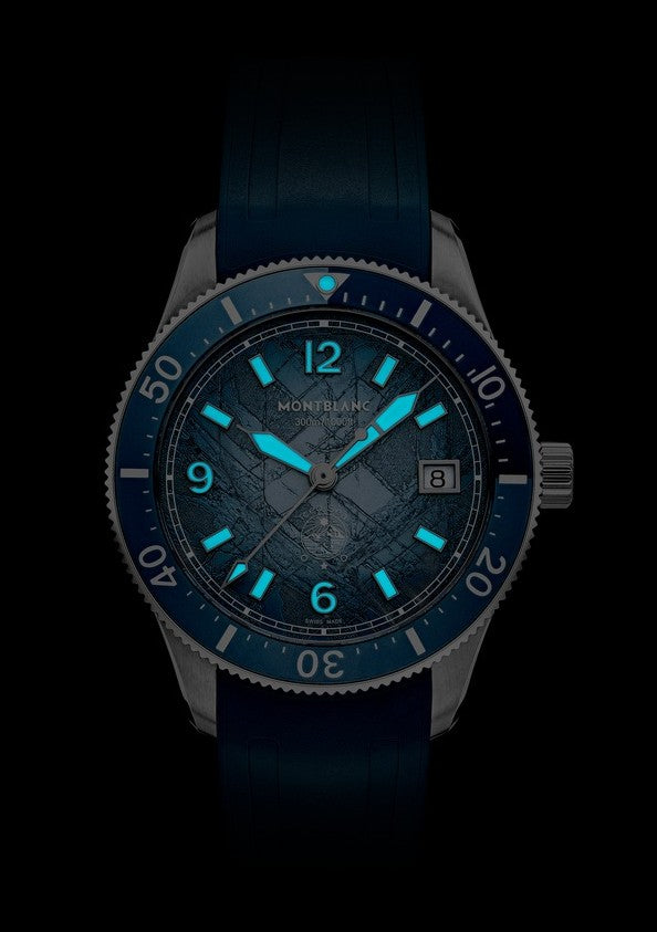 Montblanc Iced Sea Automatic Date 0 Oxygen Light Blue 38mm Watch MB134023