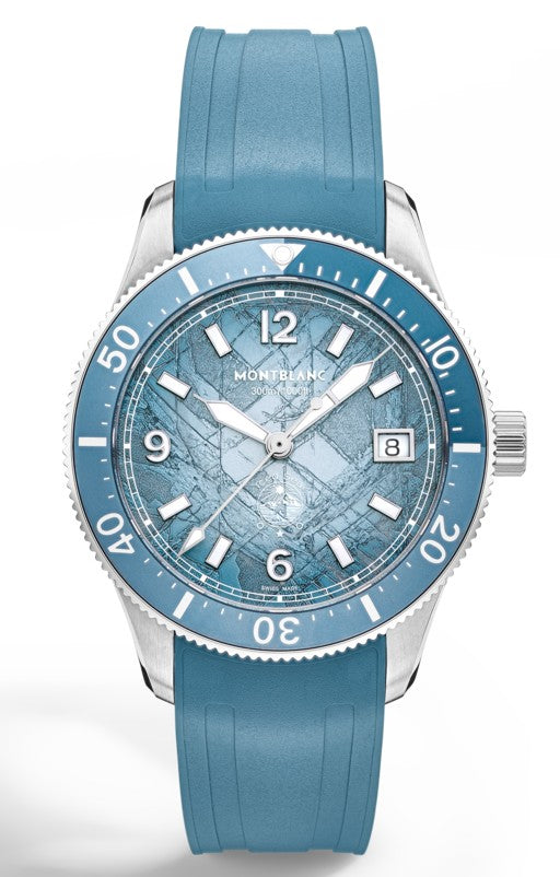 Montblanc Iced Sea Automatic Date 0 Oxygen Light Blue 38mm Watch MB134023