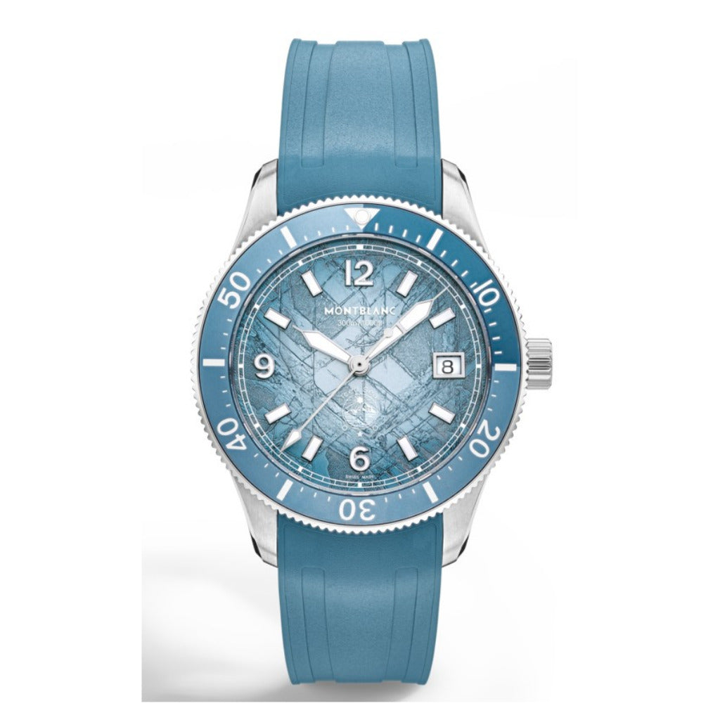 Montblanc Iced Sea Automatic Date 0 Oxygen Light Blue 38mm Watch MB134023