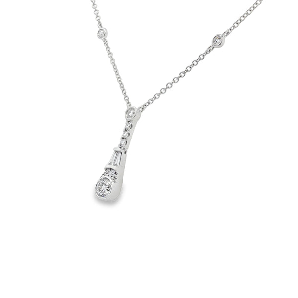 Diamond Baguette & Brilliant Cut 0.50ct 18ct White Gold Pendant