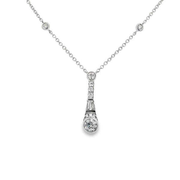 Diamond Baguette & Brilliant Cut 0.50ct 18ct White Gold Pendant