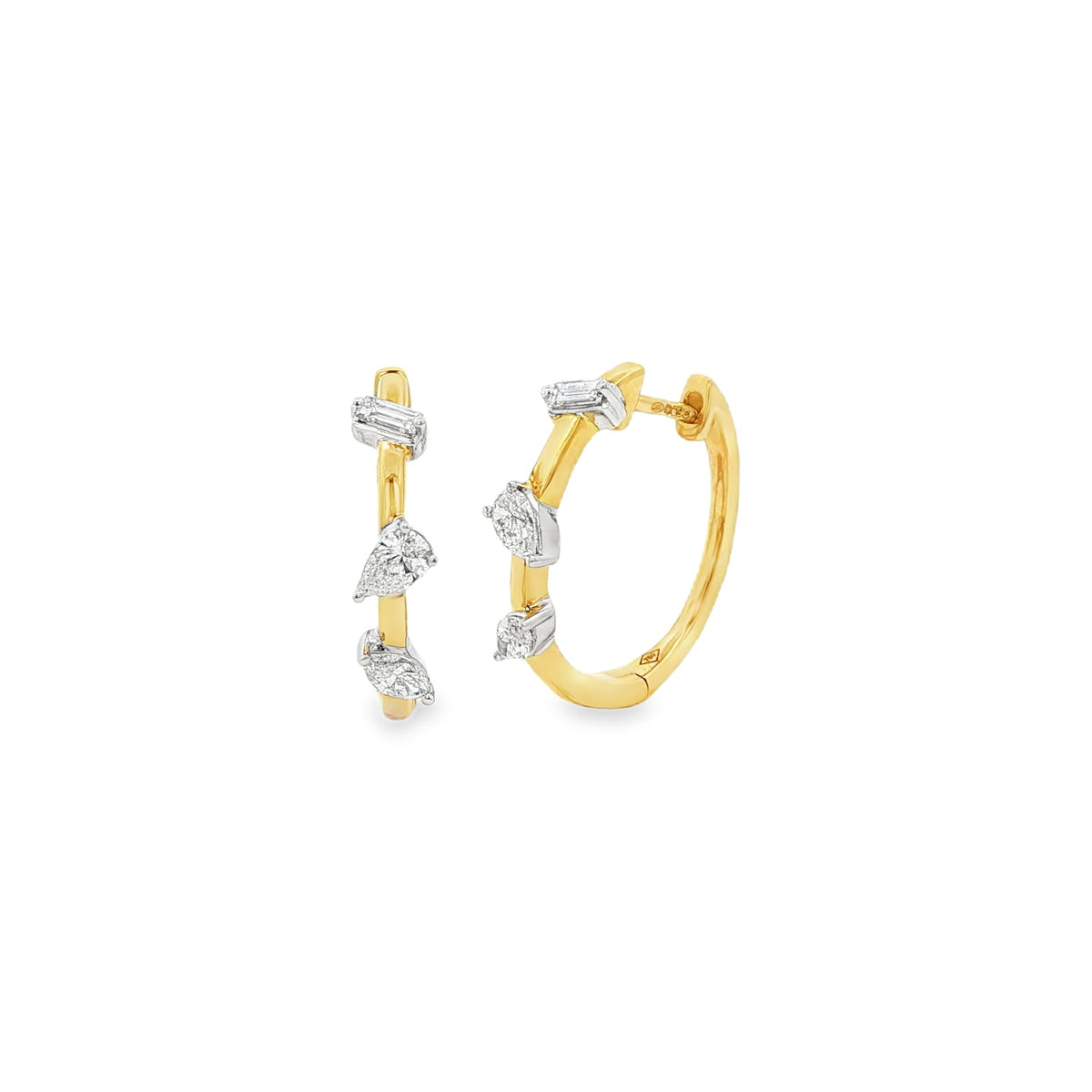 Diamond Mixed Cut 0.49ct 18ct Yellow Gold Hoop Earrings
