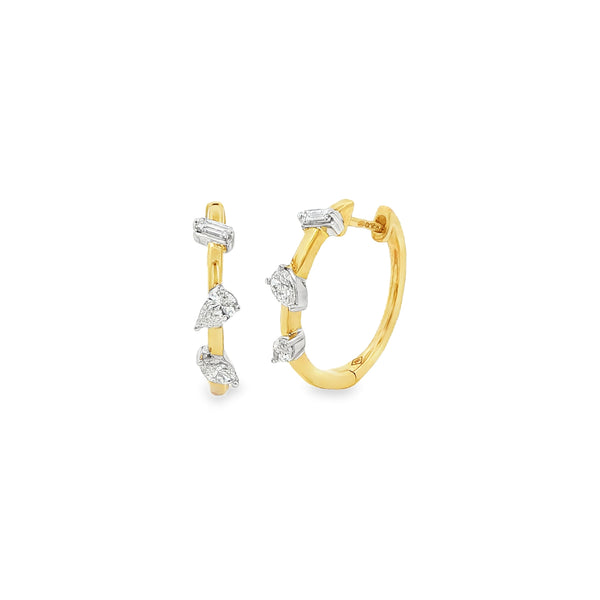 Diamond Mixed Cut 0.49ct 18ct Yellow Gold Hoop Earrings