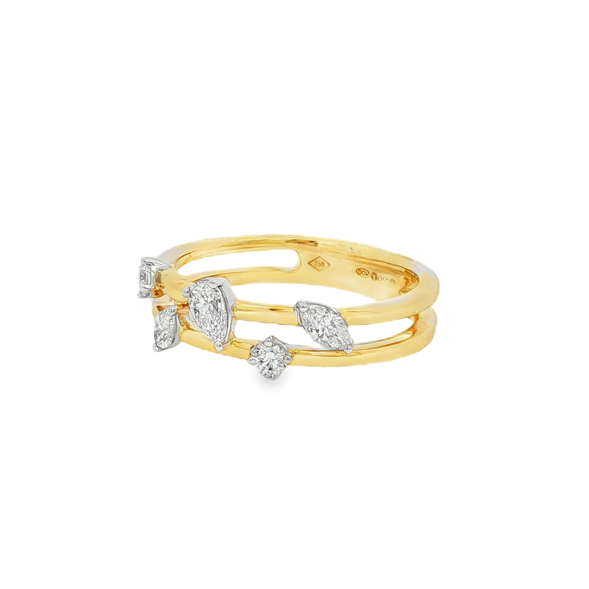 Diamond Mixed Cut 0.46ct 18ct Yellow Gold Dress Ring