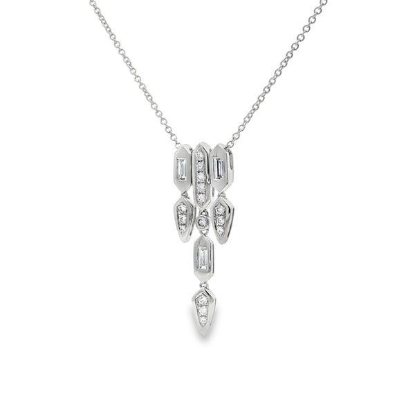 Diamond Baguette & Brilliant Cut 0.70ct 18ct White Gold Pendant
