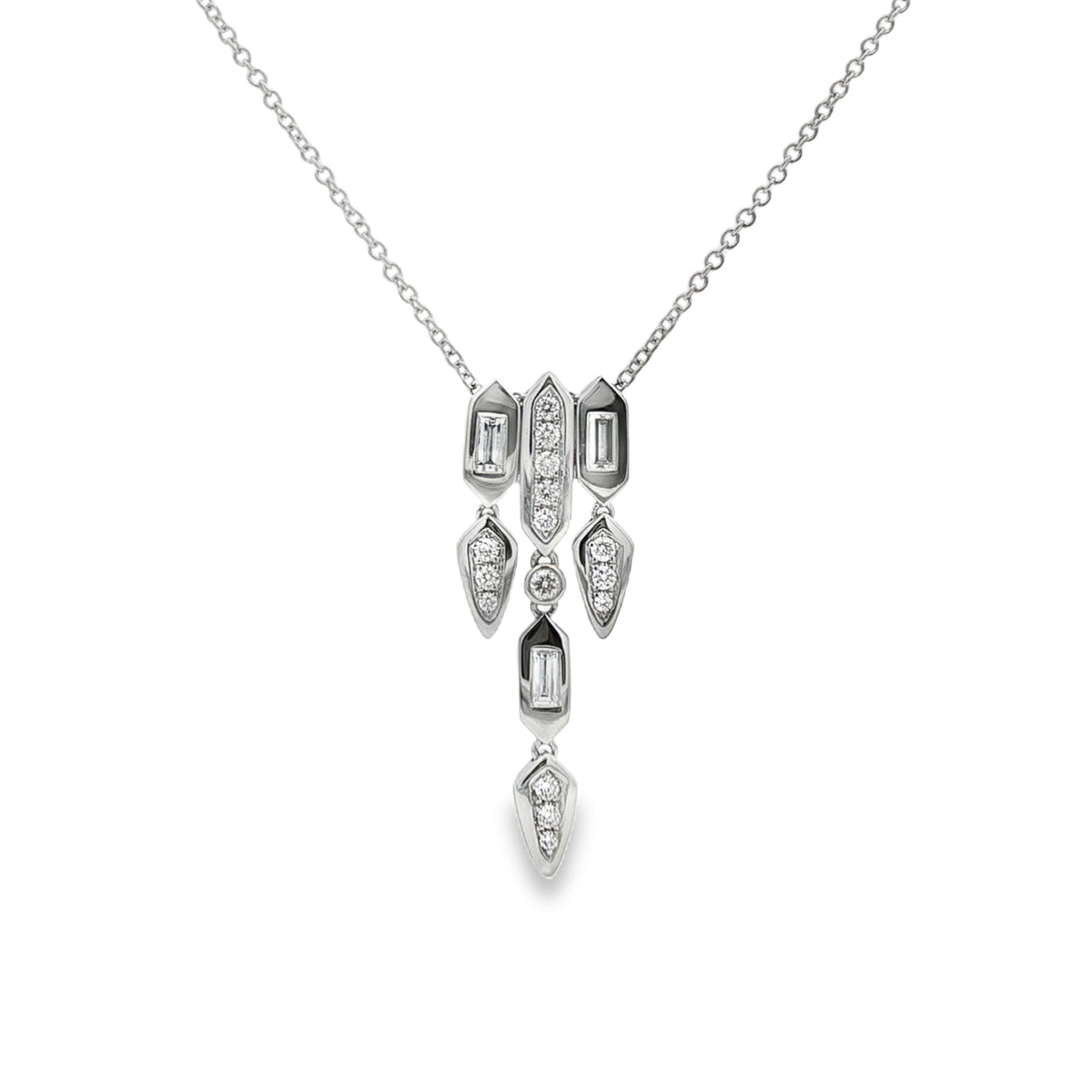 Diamond Baguette & Brilliant Cut 0.70ct 18ct White Gold Pendant