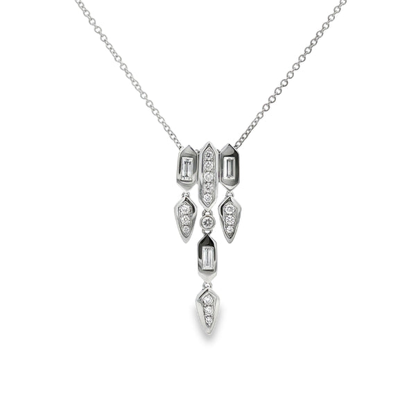 Diamond Baguette & Brilliant Cut 0.70ct 18ct White Gold Pendant