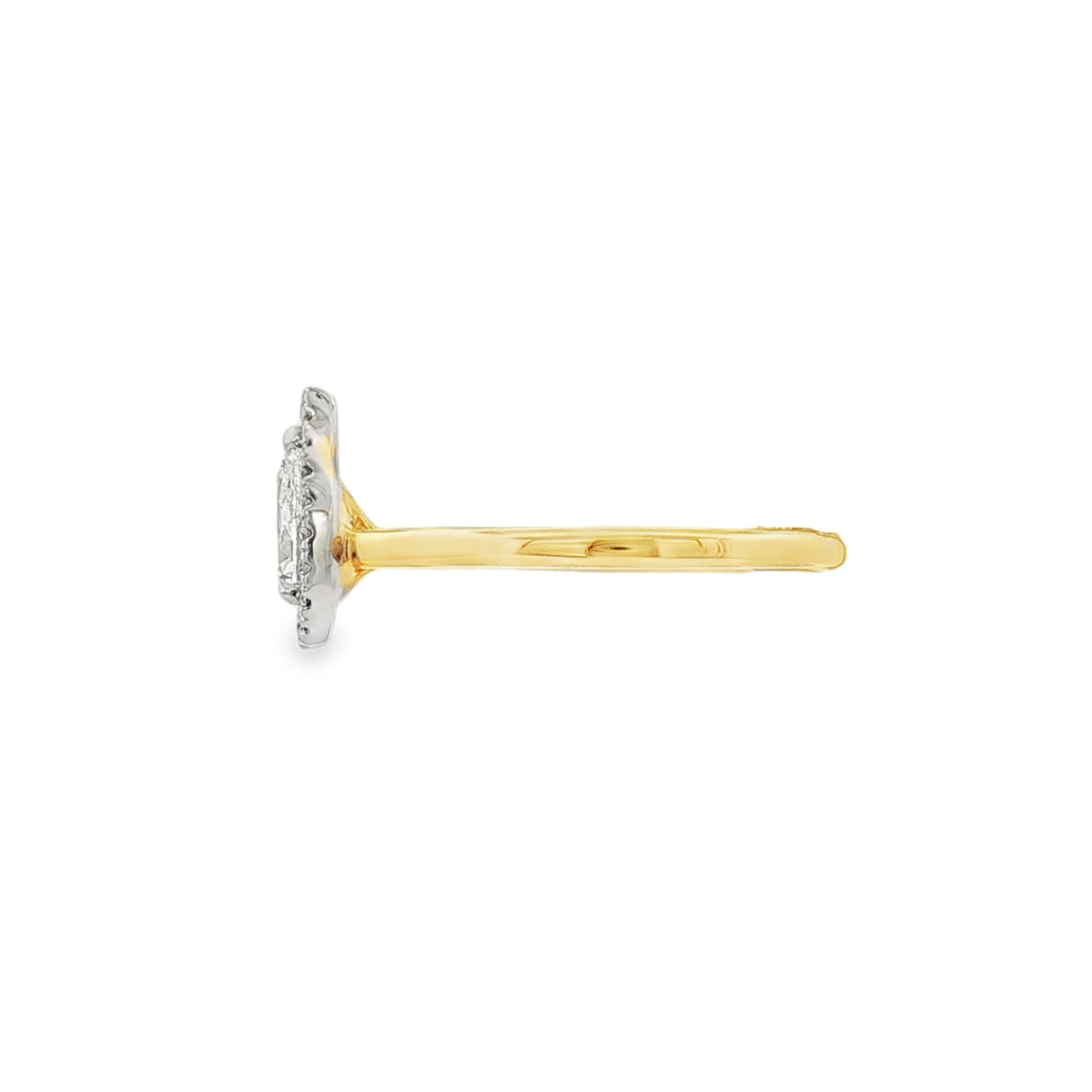 18ct Yellow Gold Pear Cut 0.50ct Diamond Halo Ring