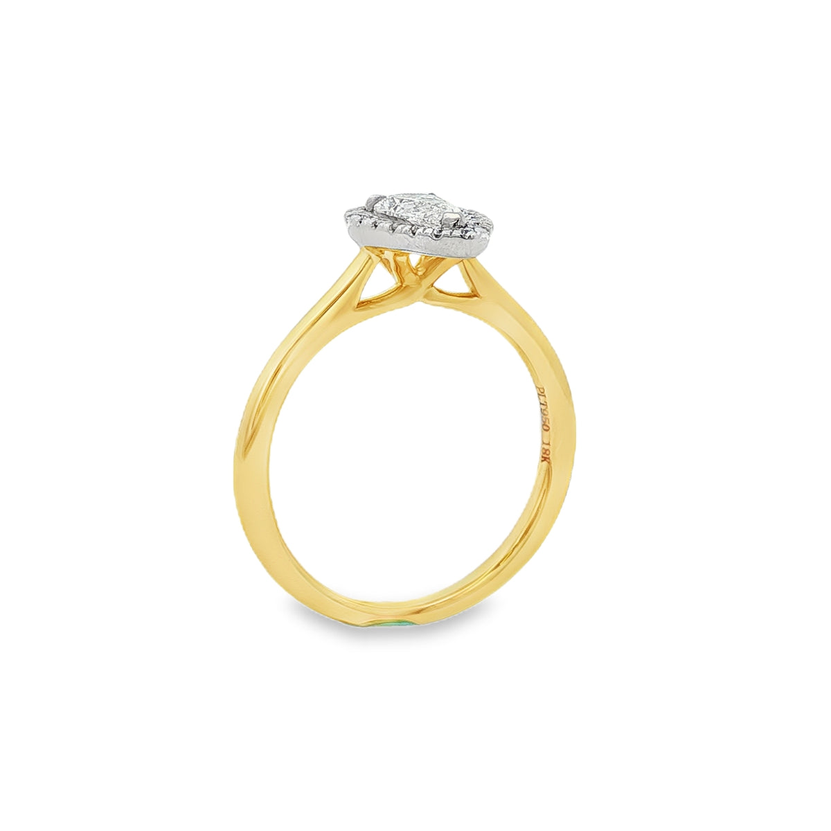 18ct Yellow Gold Pear Cut 0.50ct Diamond Halo Ring