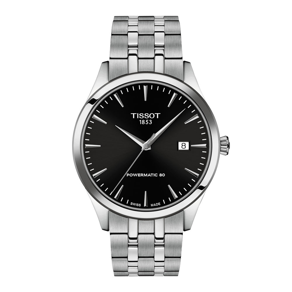 Tissot Classic Dream Steel 40mm Powermatic 80 Black Dial Watch T1584071105100