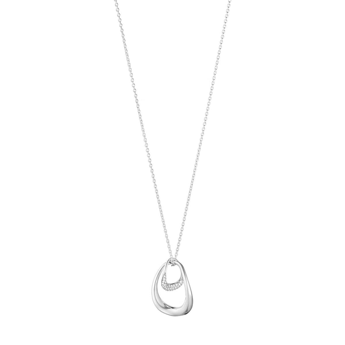 Georg Jensen Offspring Necklace with Pendant, Sterling Silver, Diamonds 0.08ct