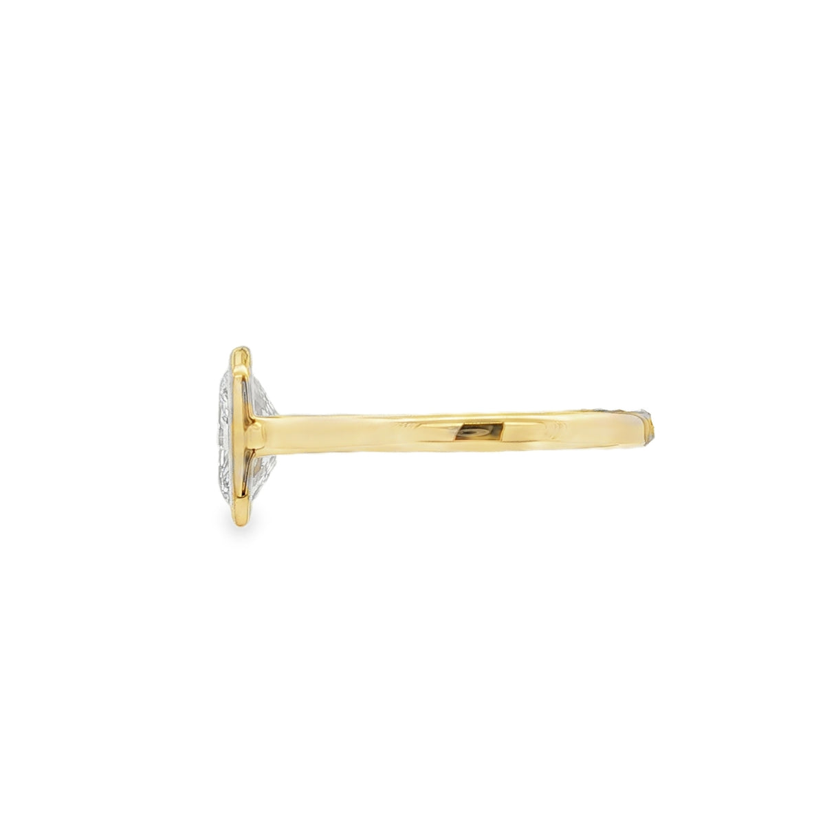 Radiant Cut 1.56ct Rub Over Lab Grown Diamond, 18ct Yellow Gold Ring
