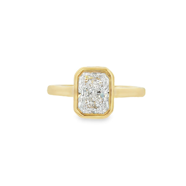 Radiant Cut 1.56ct Rub Over Lab Grown Diamond, 18ct Yellow Gold Ring