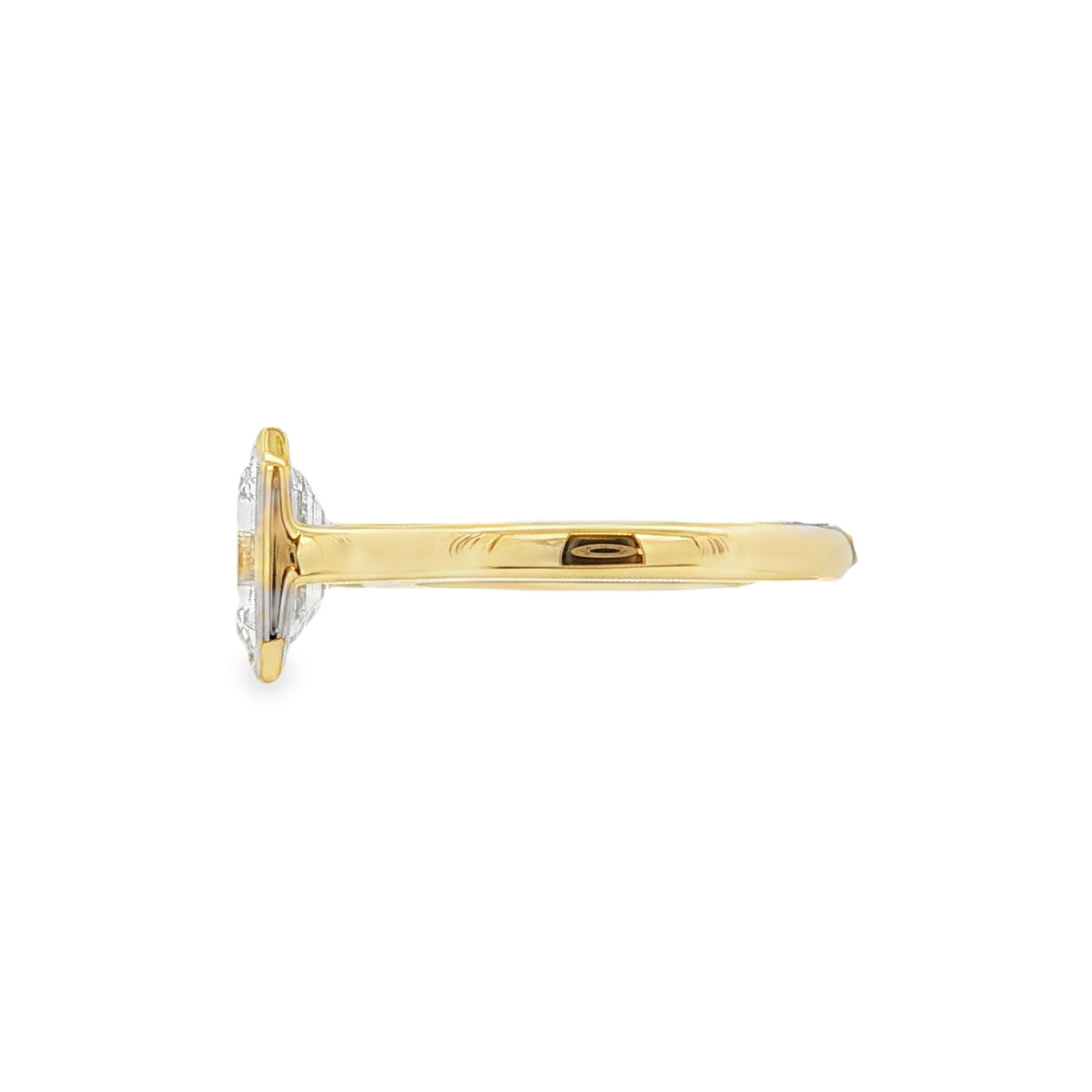 Emerald Cut 1.52ct Rub Over Lab Grown Diamond, 18ct Yellow Gold Ring