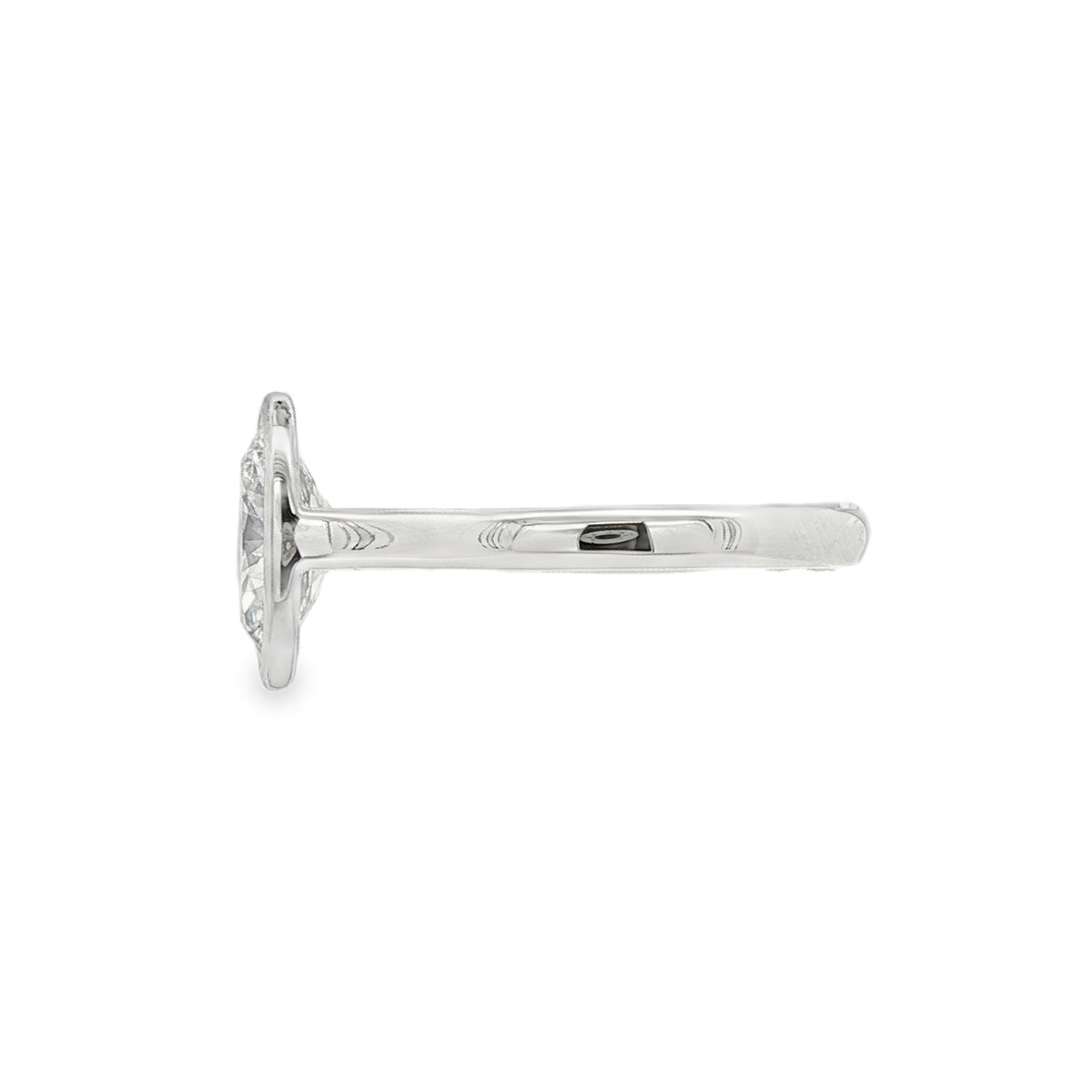 Oval Cut 1.57ct Rub Over Lab Grown Diamond, Platinum Ring